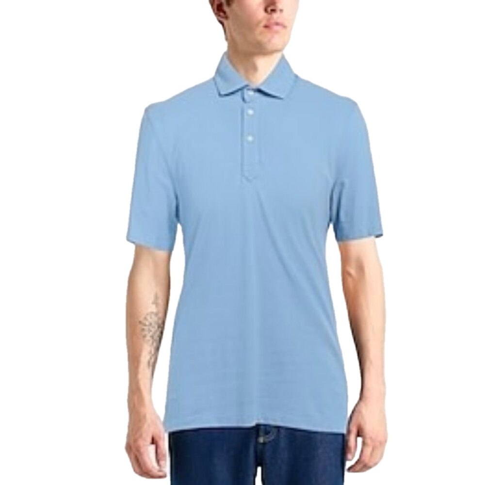 NEW BRUNELLO CUCINELLI Cotton Pique Polo Shirt Short Sleeves Size XS Azure Blue